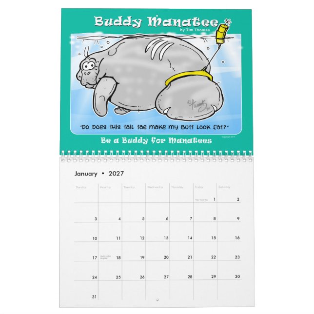 2015 Be a Buddy for Manatees Buddy Manatee Calendar (Jan 2027)