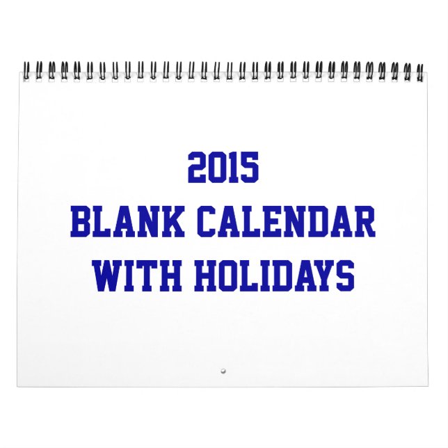 2015 Blank Calendar With Holidays And Blue Wire (Cover)