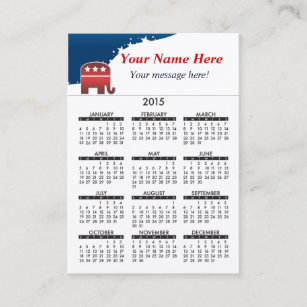 2015 Business Card Calendar Elephant Republican