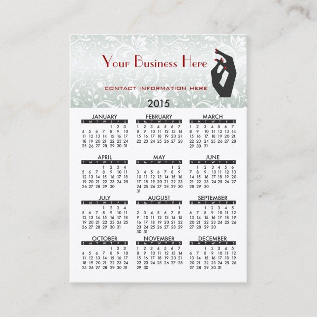 2015 Business Card Calendar Nail Salon (Front)