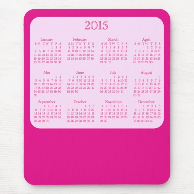2015 Calendar Antique Pink Mouse Pad (Front)