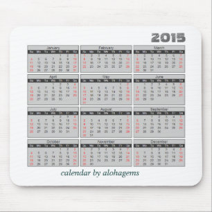 2015 Calendar Mouse pad Simple Gray