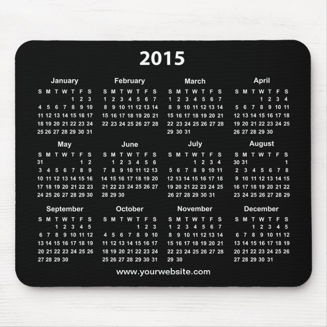2015 Calender Black and White Business Mouse Pad (Front)