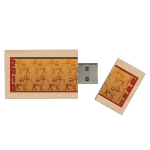 2015 Chinese New Year of the Ram Sheep or Goat USB Wood USB Flash Drive