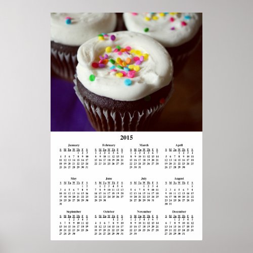 2015 Cupcake Sweet Temptation Calendar Poster