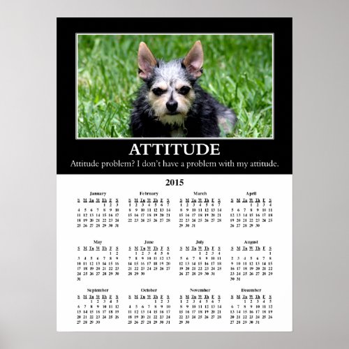 2015 Demotivational Wall Calendar Bad Attitude Poster