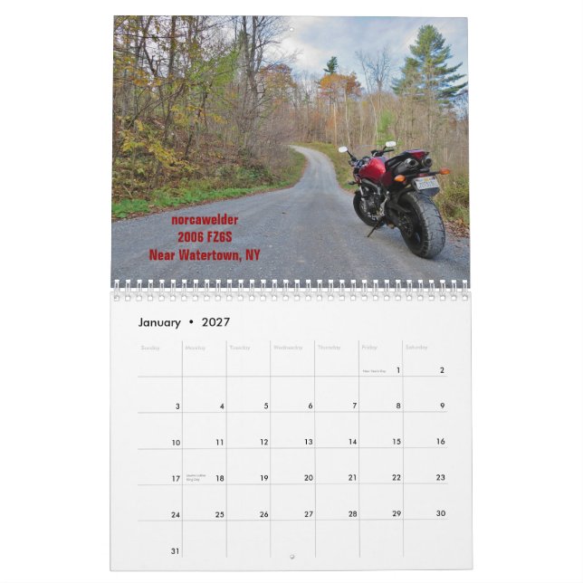 2015 FZ6 Calendar (Jan 2027)