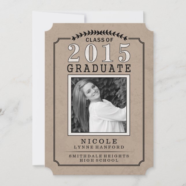 2015 Graduate Photo Brown Party Invite - For Her (Front)