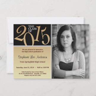 2015 Graduation Black On Gold Invite