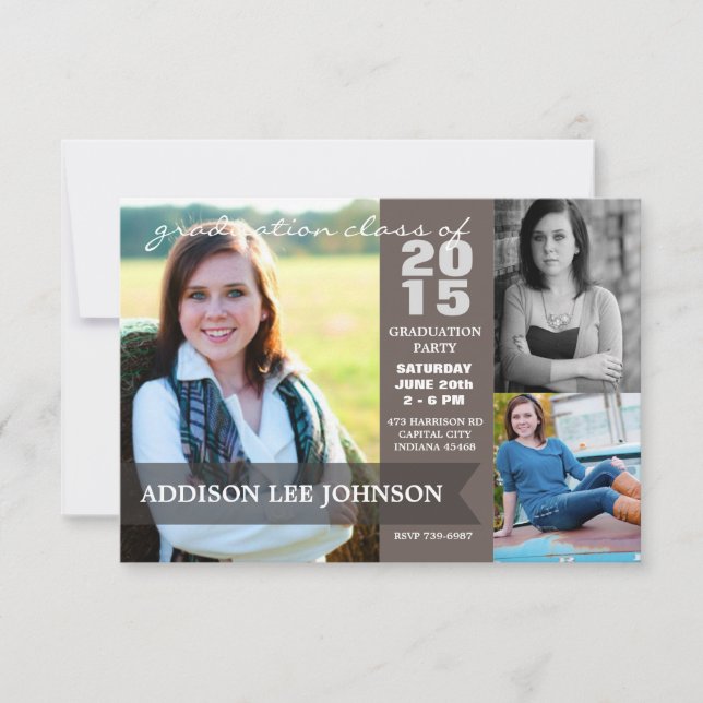 2015 Graduation Party - Classy Banner Collage Invitation (Front)