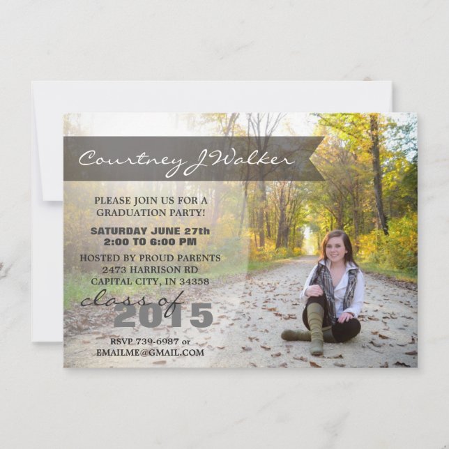 2015 Graduation Party - Let's Celebrate Banner Invitation (Front)