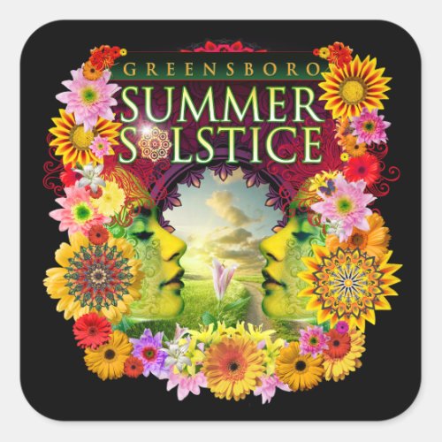 2015 Greensboro Summer Solstice Festival Souvenir Square Sticker