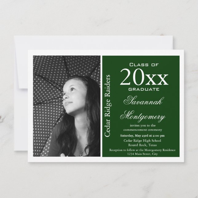 2015 High School Graduation Announcements Green (Front)
