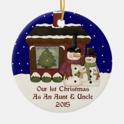 2015 My 1st Christmas As An Aunt  Uncle Ceramic Ornament