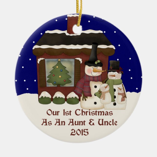 2015 My 1st Christmas As An Aunt & Uncle Ceramic Ornament (Front)