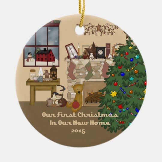2015 New Home Christmas Fireplace Ceramic Ornament