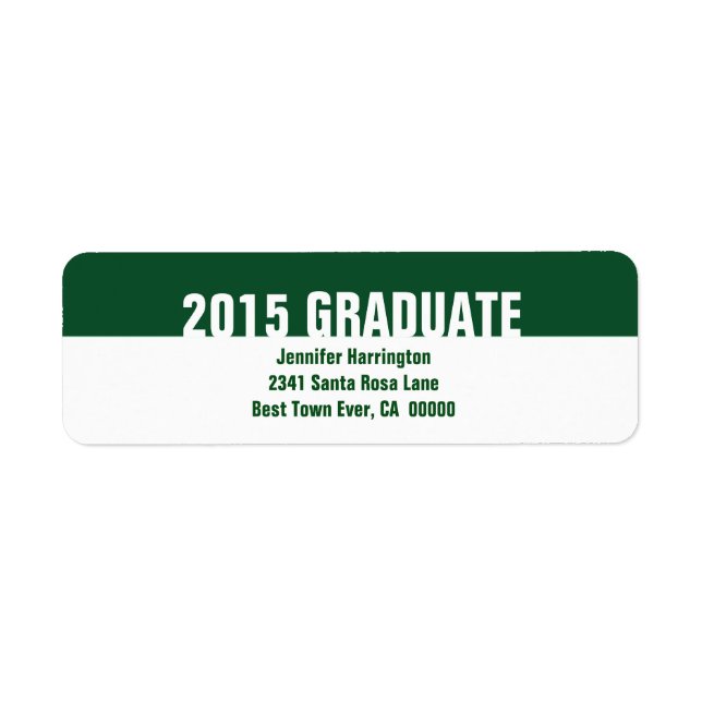 2015 or Any Year Green White Graduation B23 Label (Front)