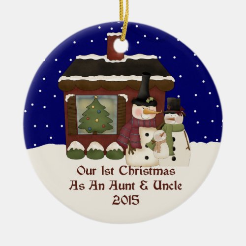 2015 Our 1st Christmas As An Aunt  Uncle Ceramic Ornament
