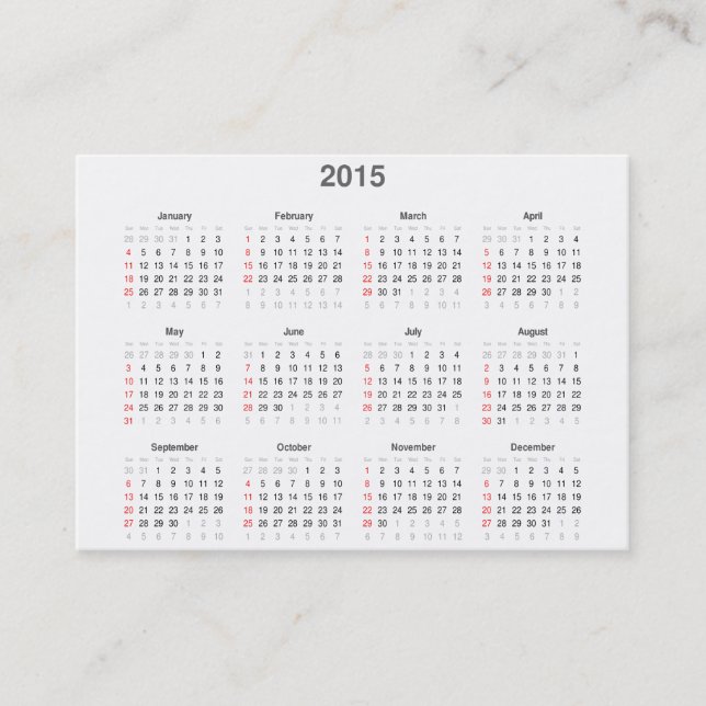 2015 Pocket Calendar & Business Card in One (Front)