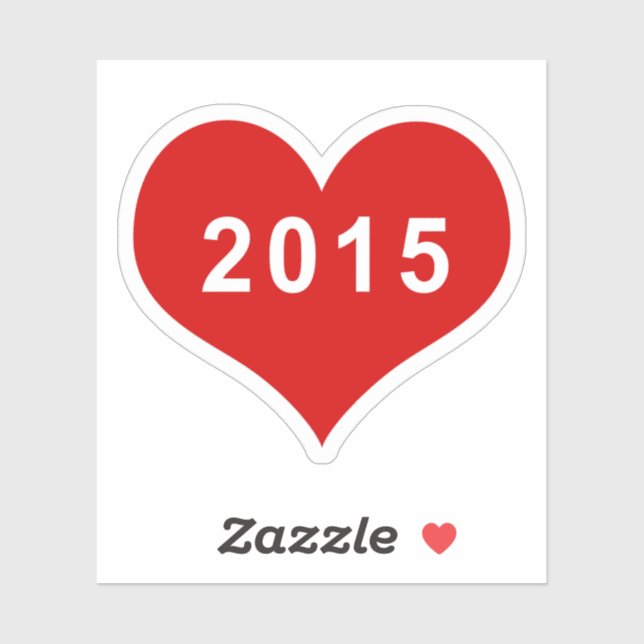 2015 Red Love Heart Vinyl Sticker (Sheet)