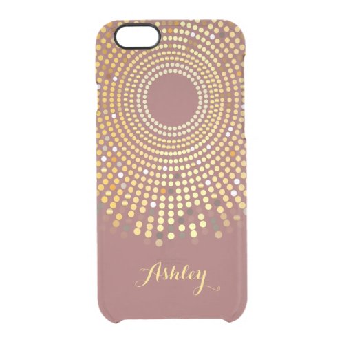 2015 Trendy Marsala Wine Red and Gold Sparkle Dots Clear iPhone 66S Case