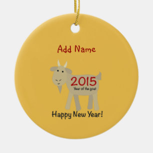2015 Year Of the Goat - Happy New Year Ceramic Ornament