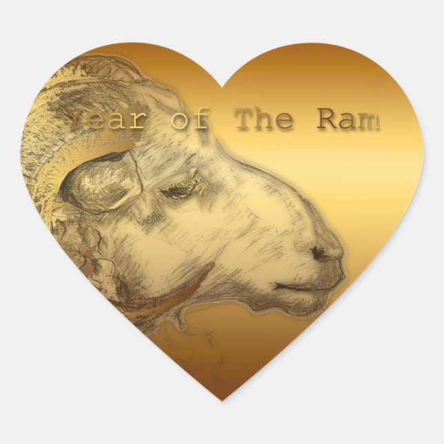 2015 Year of the Ram Sheep or Goat -Heart Stickers (Front)