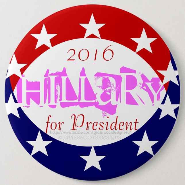 2016 6" Pink Coin Reveals Hillary for President Button (Front)