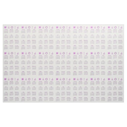 2016 Calendar on FABRIC with Fabric Font