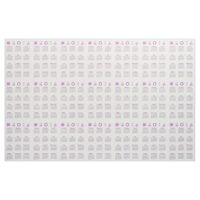 2016 Calendar on FABRIC with Fabric Font (Yard)