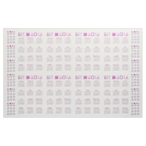 2016 Calendar Tea Towel Fabric Font Type