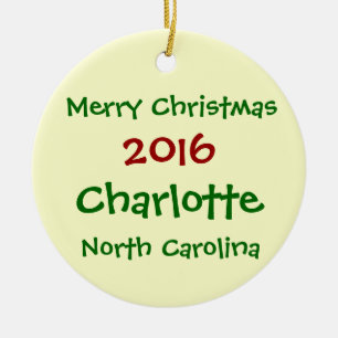 2016 CHARLOTTE NORTH CAROLINA CHRISTMAS ORNAMENT