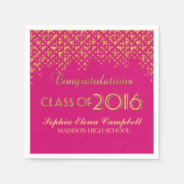 2016 Elegant Faux Glitter Confetti Graduation Part Napkins (Front)