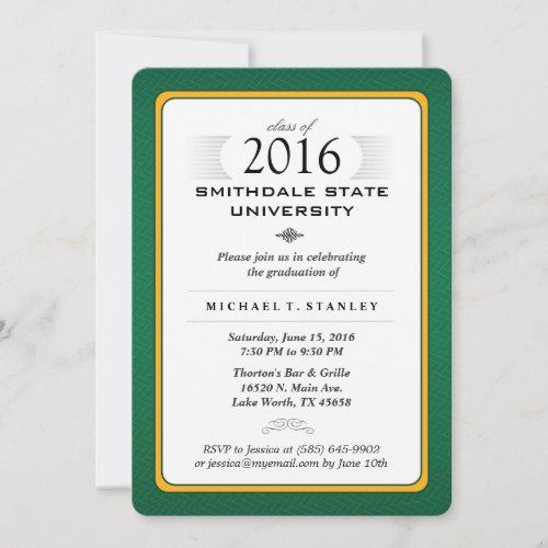 2016 Green  Gold Formal Graduation Party Invite