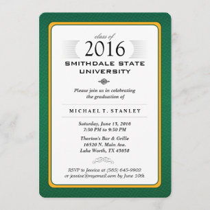 2016 Green & Gold Formal Graduation Party Invite