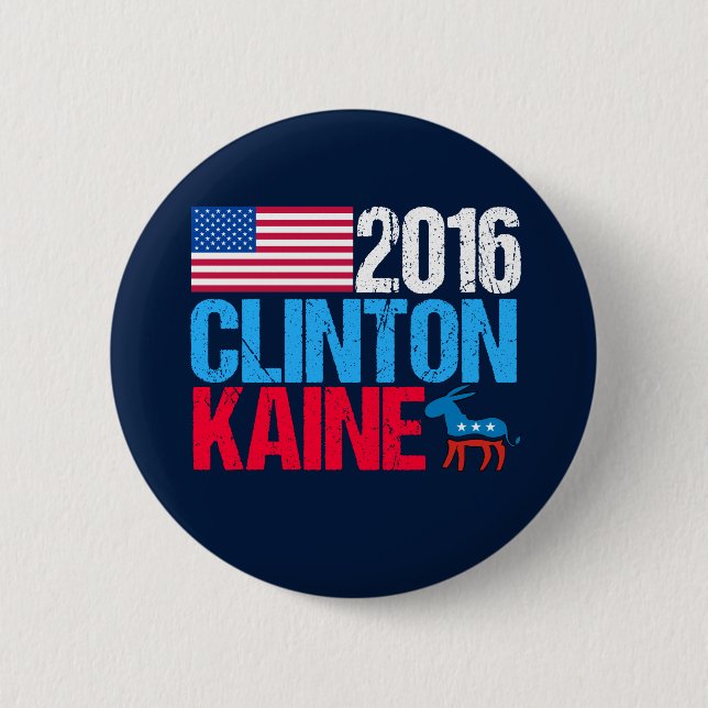 2016 Hillary Clinton Tim Kaine Pinback Button (Front)