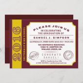 2016 Maroon Red & Gold Ticket Graduation Invite (Front/Back)
