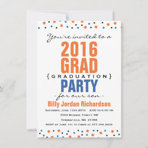2016 Modern Graduation Party Invitation - Orange