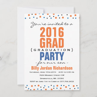 2016 Modern Graduation Party Invitation - Orange