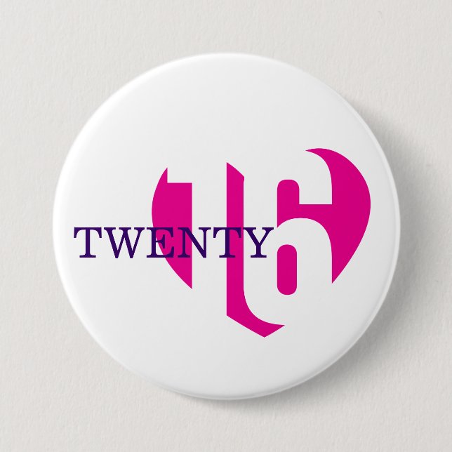 2016 new year love 2016 button/badge pinback button (Front)