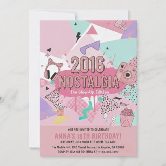 2016 Nostalgia Glow-Up Birthday Invitation