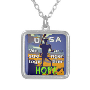 2016 US election Hillary Clinton hope Stronger Tog Silver Plated Necklace