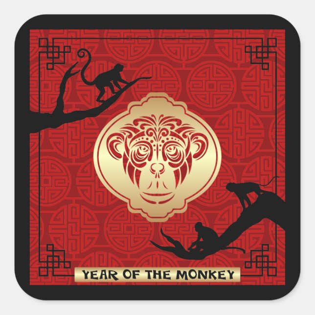 2016 Year of The Monkey Chinese New Year Sticker (Front)
