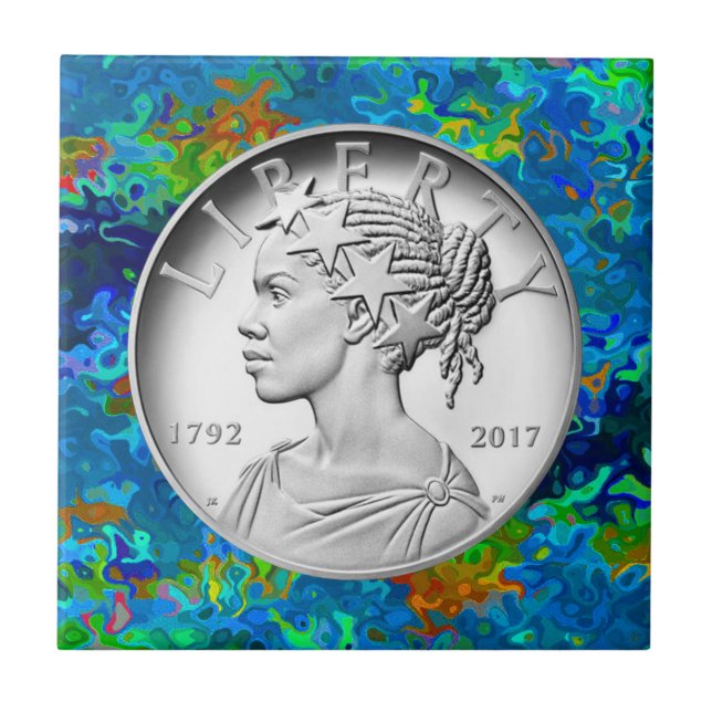  2017 American Liberty 225th Anniversary Silver  Ceramic Tile (Front)
