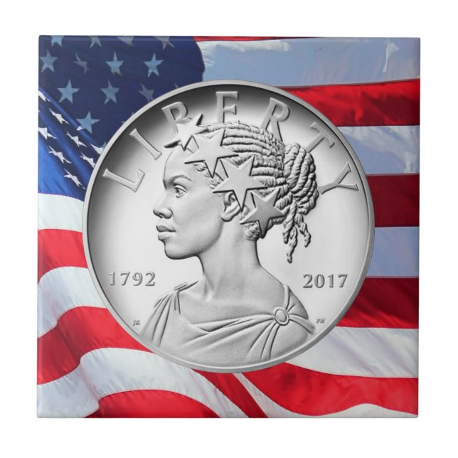  2017 American Liberty 225th Anniversary Silver    Ceramic Tile (Front)
