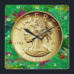 2017 American Liberty  Gold Coin Square Wall Clock<br><div class="desc">2017 American Liberty 225th Anniversary Gold Coin For their 225 th anniversary, the United States Mint has introduced the 2017 American Liberty 225 th Anniversary Gold Coin with the most modern and progressive rendition of Lady Liberty. This is the first time that an African-American has appeared on an officially minted...</div>