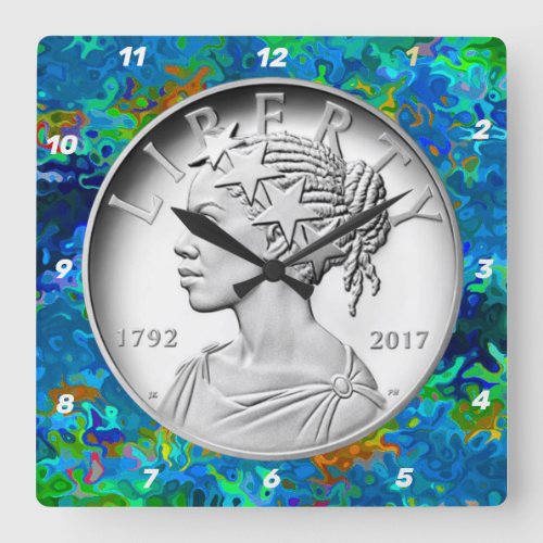  2017 American Liberty  Silver Coin   Square Wall Clock