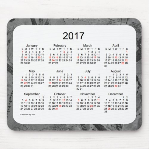 2017 Black Art Holiday Calendar by Janz Mouse Pad