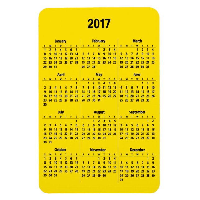 2017 Calendar Customizable Black Large Magnet (Vertical)