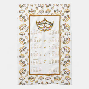 2017 Calendar gold crown tiara Kitchen Tea Towel